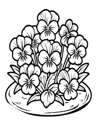 Pansy in Snow - Free printable coloring page