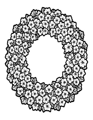 Petunia Wreath - Free printable coloring page
