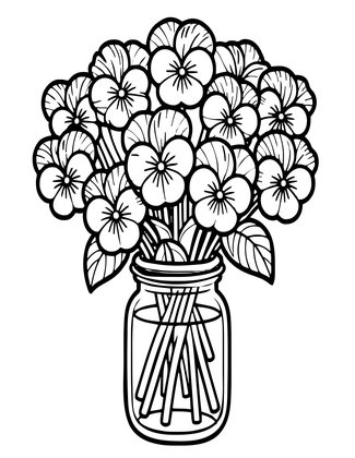 Pansy Bouquet - Free printable coloring page