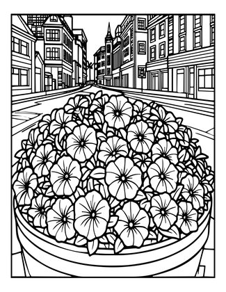 Petunia Street Planting - Free printable coloring page