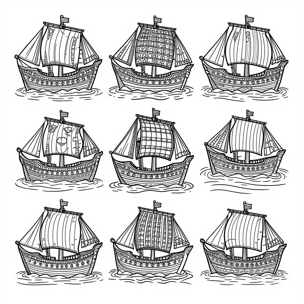 Phoenician Ships coloring pages collection - 30 free printable pages