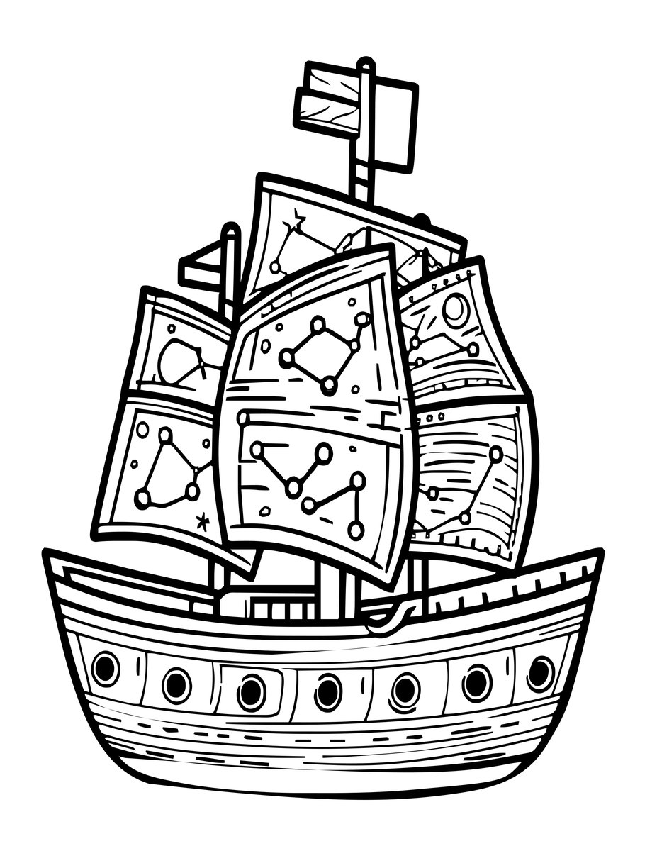 Night Voyage - free printable coloring page