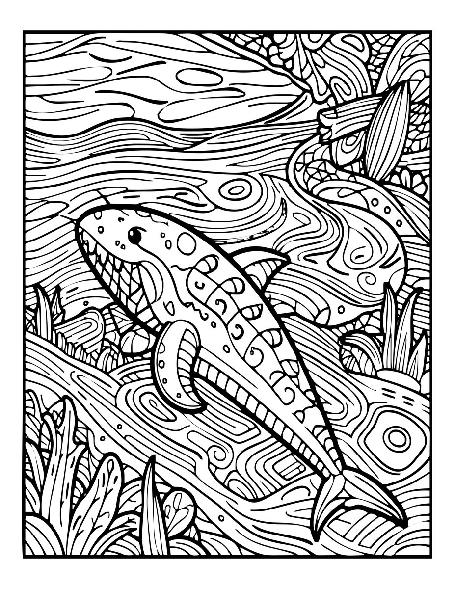 Sea Monster Warning - free printable coloring page