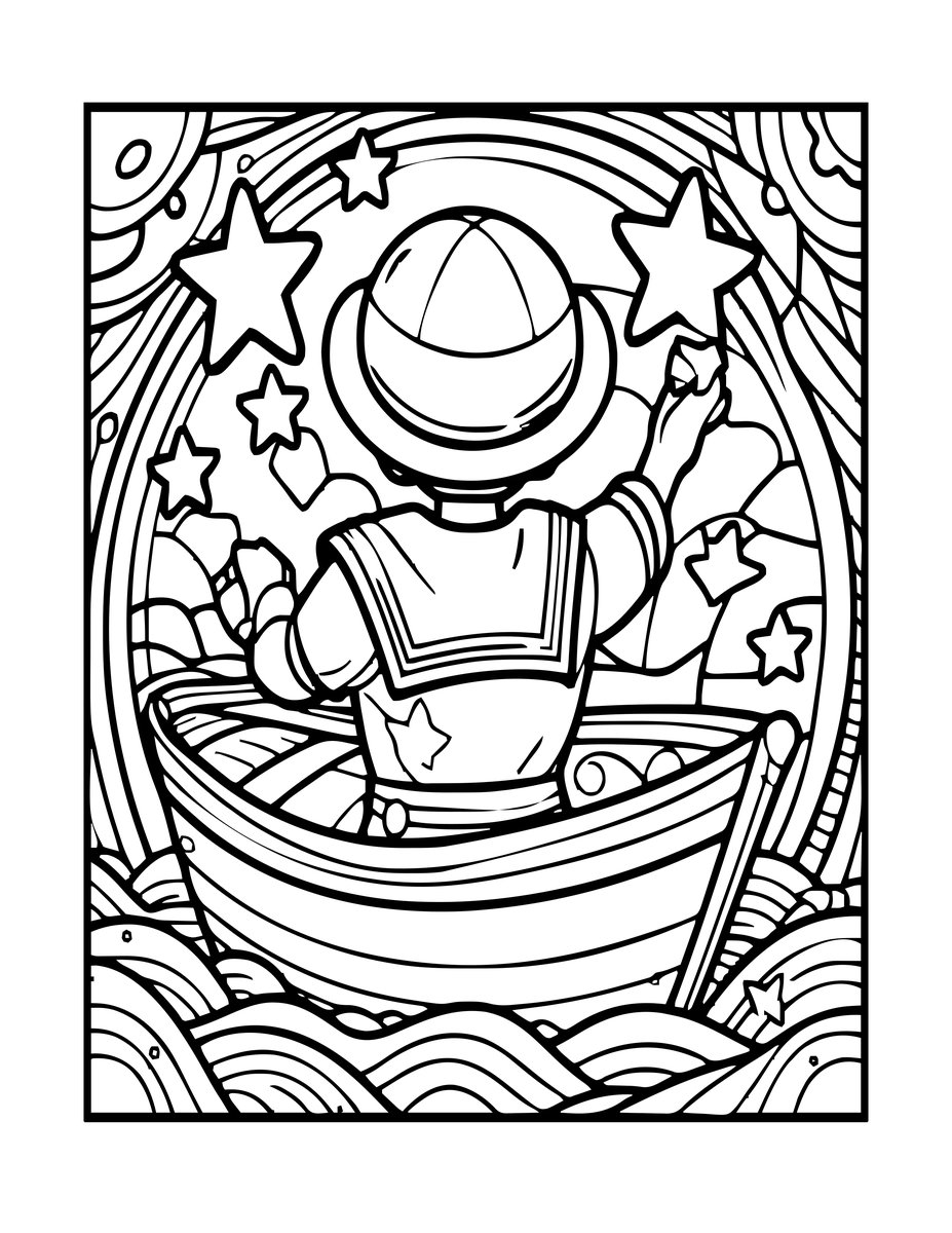 Navigation by Stars - free printable coloring page