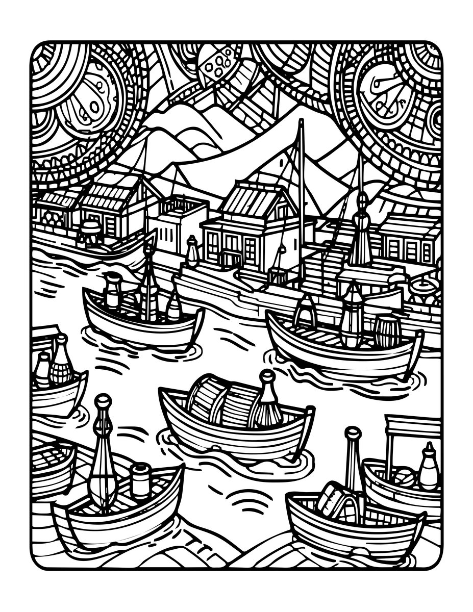 Trading Port - free printable coloring page