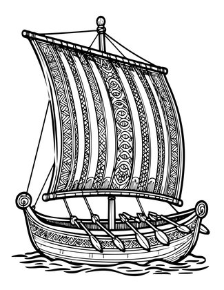 Bireme Warship - Free printable coloring page
