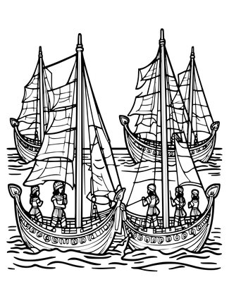Trireme Battle - Free printable coloring page