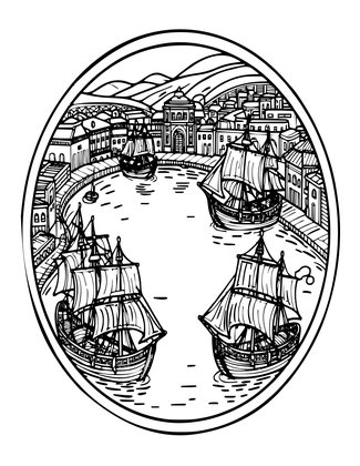 Harbor of Carthage - Free printable coloring page