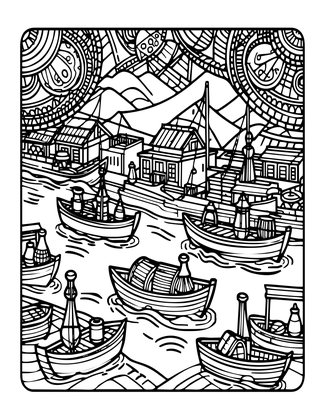 Trading Port - Free printable coloring page