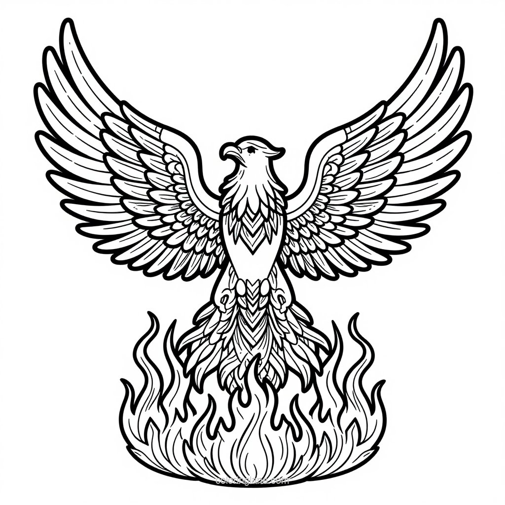 Rising Phoenix - free printable coloring page
