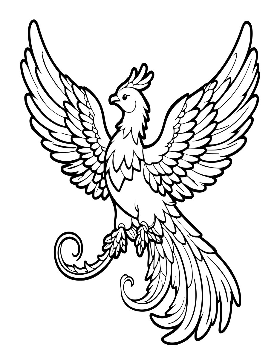 Ice Phoenix - free printable coloring page