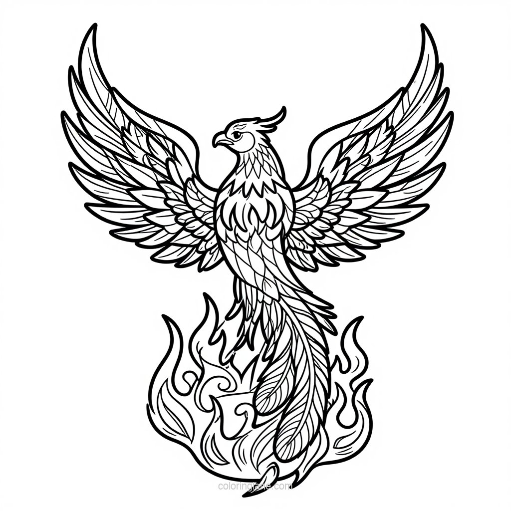 Phoenix Silhouette - free printable coloring page
