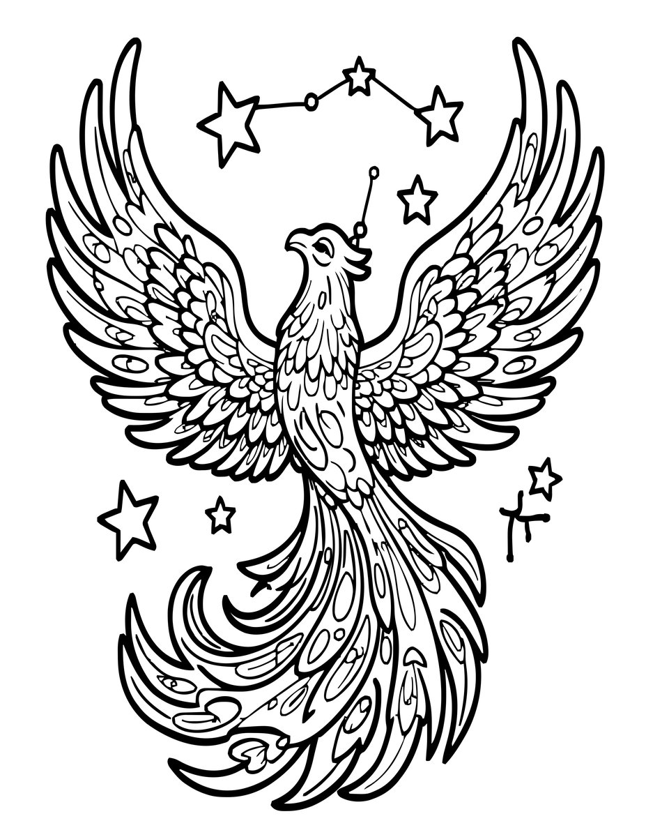 Phoenix Constellation - free printable coloring page