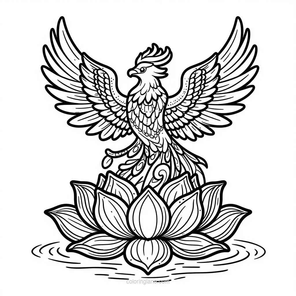 Golden Phoenix - free printable coloring page