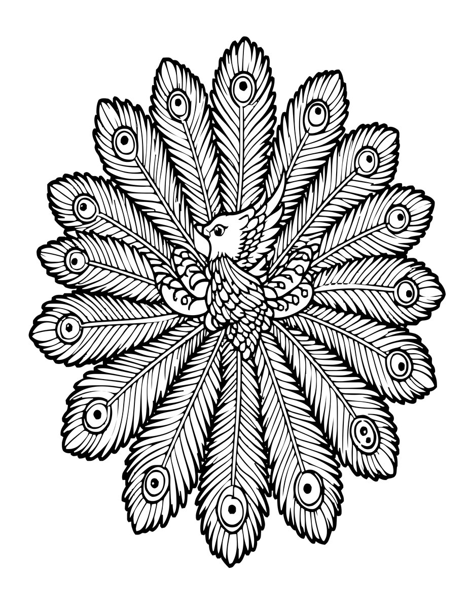 Phoenix Tail Display - free printable coloring page