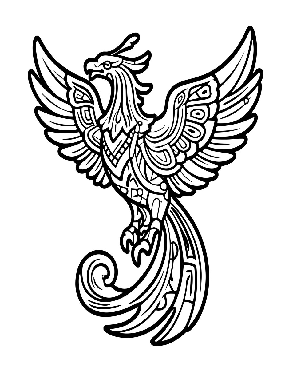 Tribal Phoenix - free printable coloring page