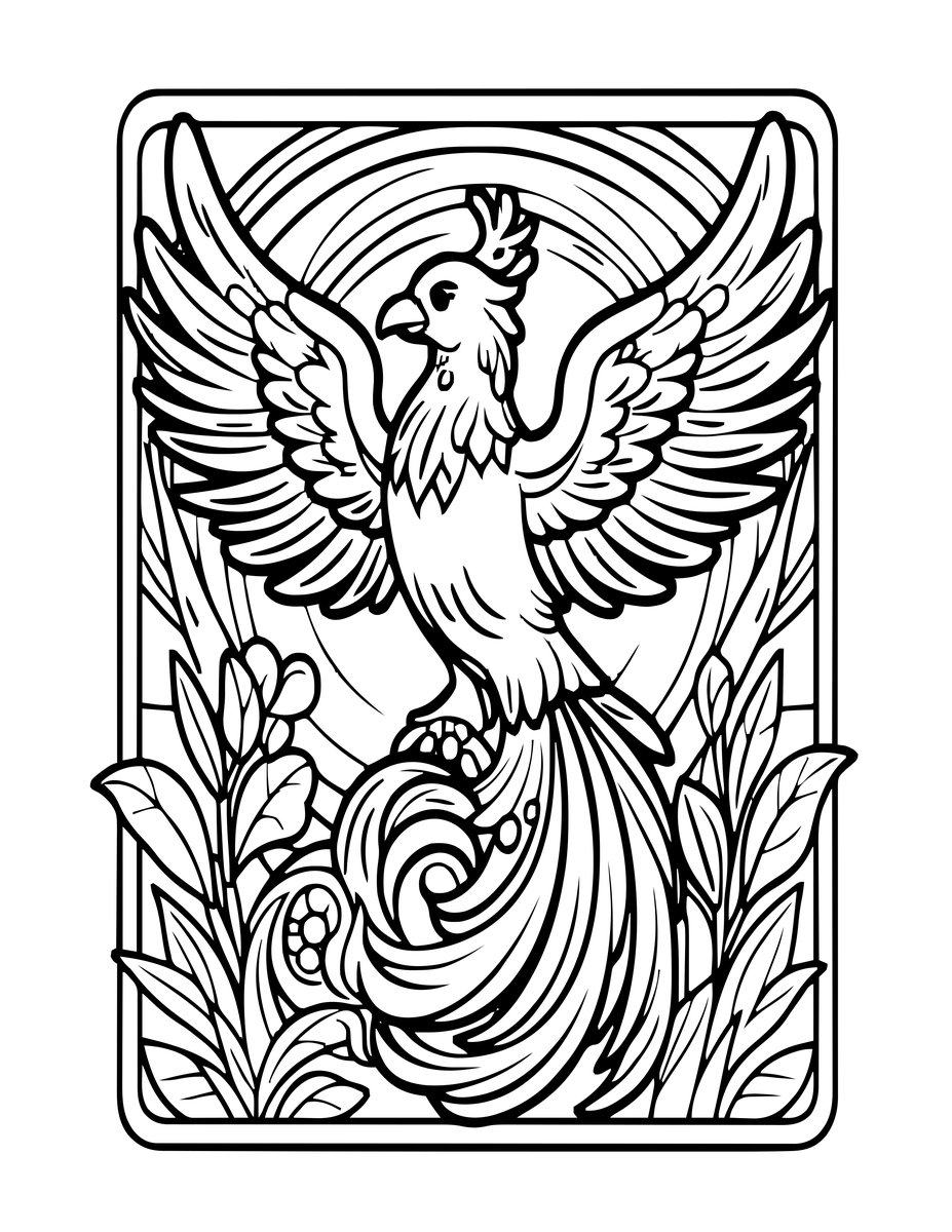 Art Nouveau Phoenix - free printable coloring page