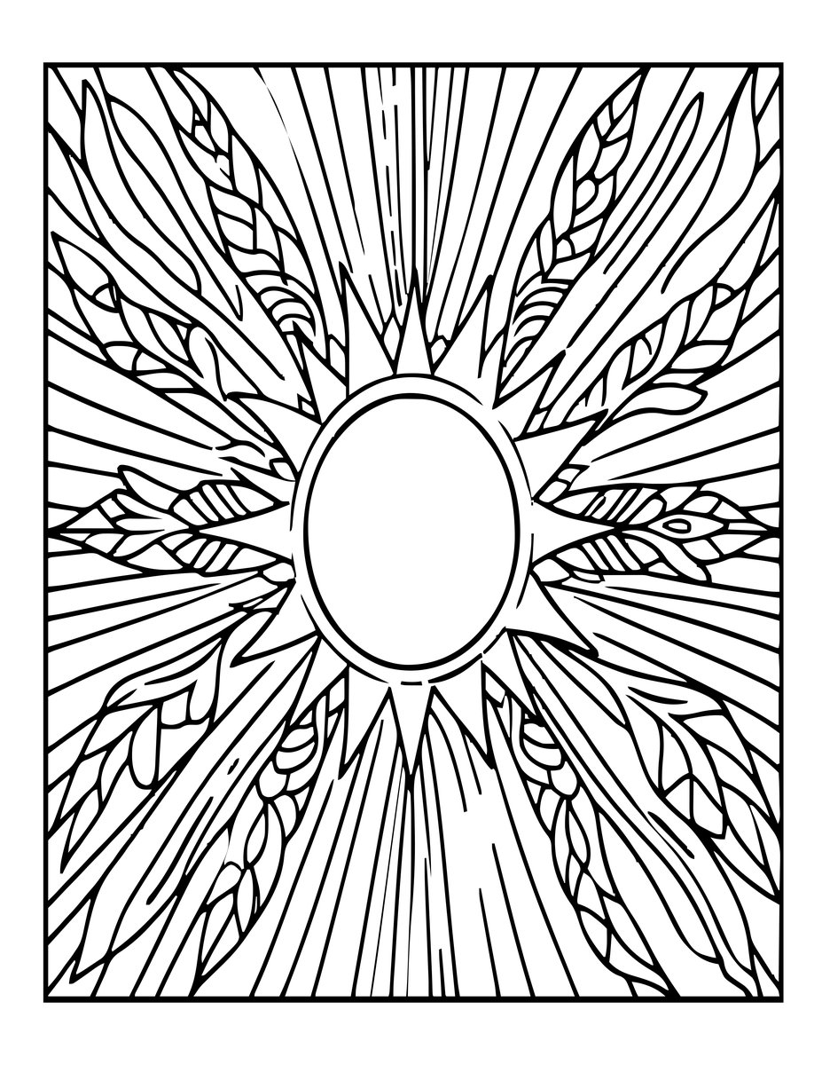 Phoenix and Sun - free printable coloring page