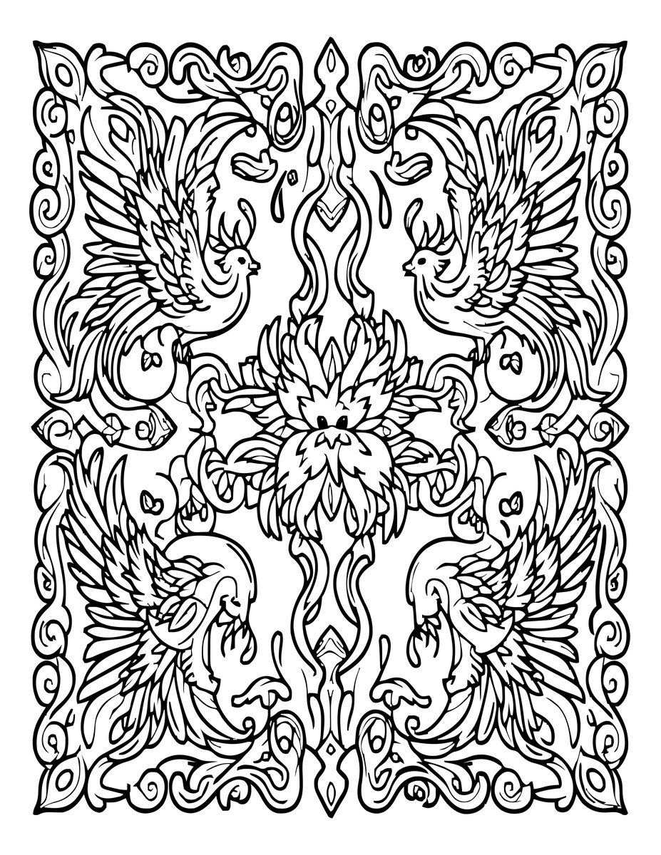 Phoenix Pattern - free printable coloring page