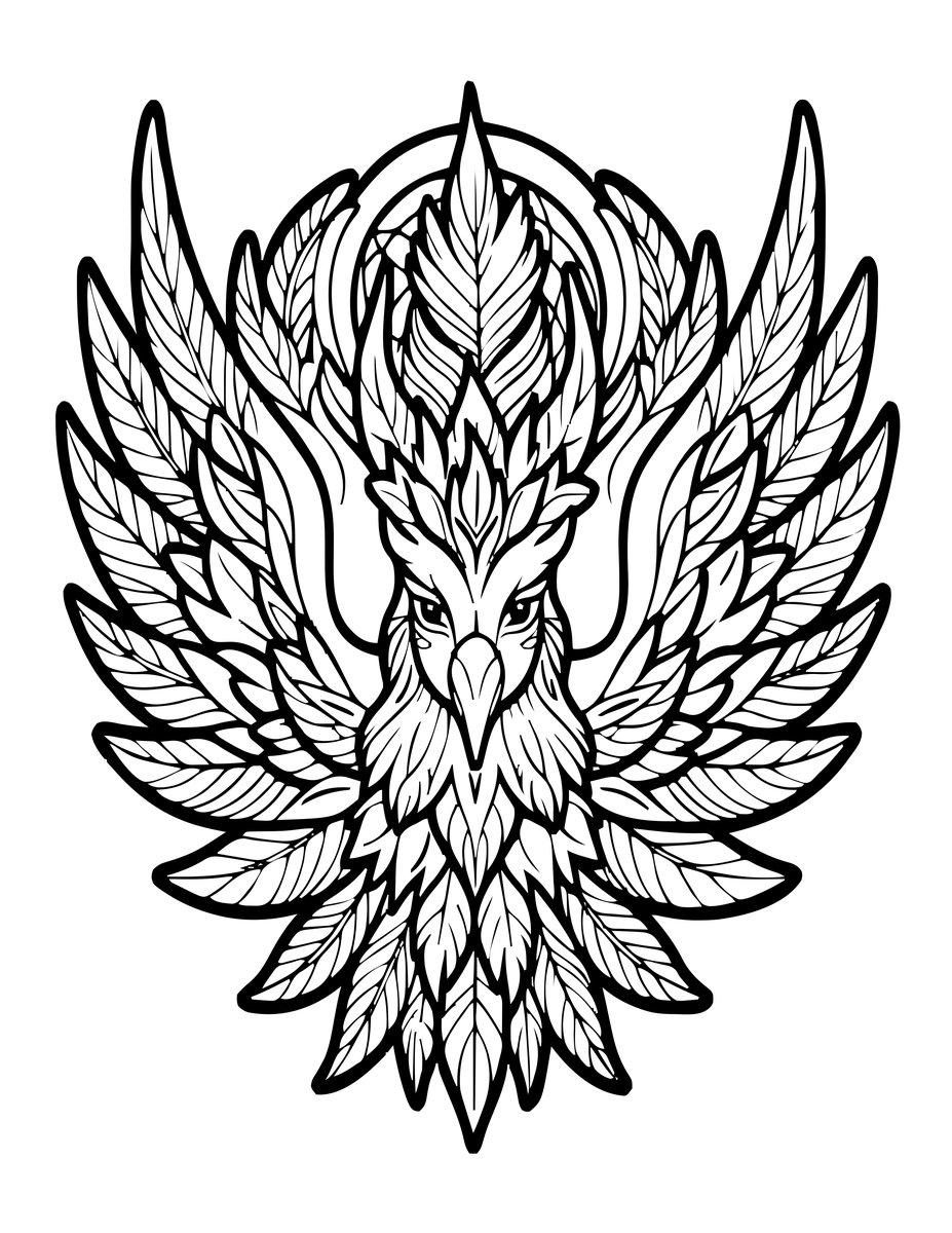 Phoenix Close-Up - free printable coloring page