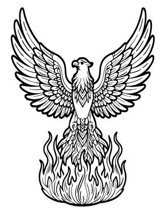 Rising Phoenix - Free printable coloring page