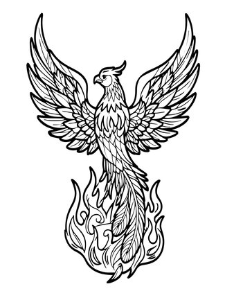 Phoenix Silhouette - Free printable coloring page