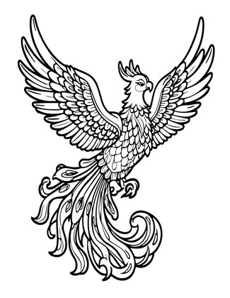 Phoenix in Flight - Free printable coloring page
