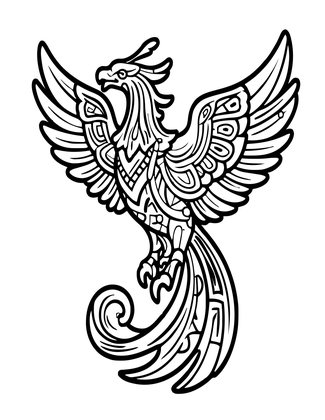 Tribal Phoenix - Free printable coloring page