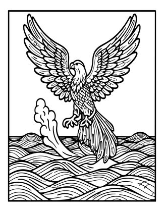 Phoenix Ocean - Free printable coloring page