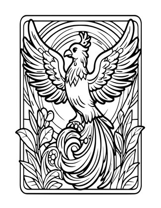 Art Nouveau Phoenix - Free printable coloring page