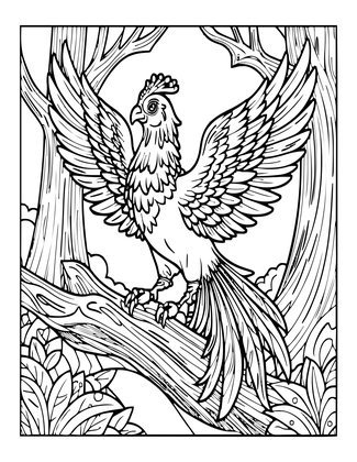 Forest Phoenix - Free printable coloring page
