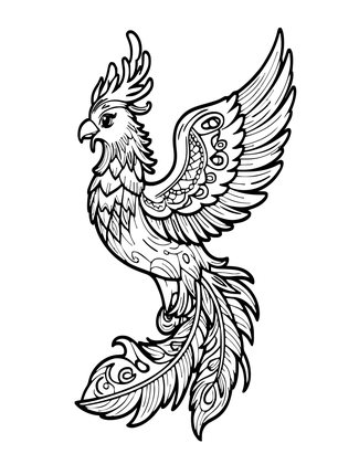 Phoenix Feather - Free printable coloring page