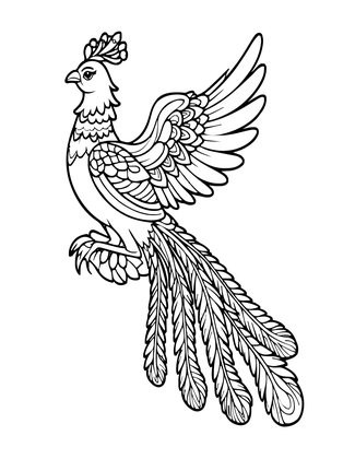 Chinese Fenghuang - Free printable coloring page