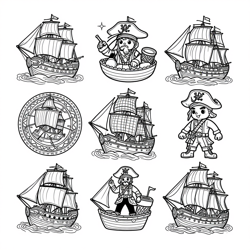 Pirates Ships coloring pages collection - 40 free printable pages
