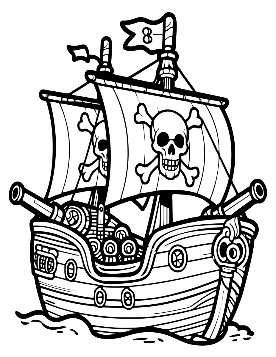 Pirate Ship - free printable coloring page