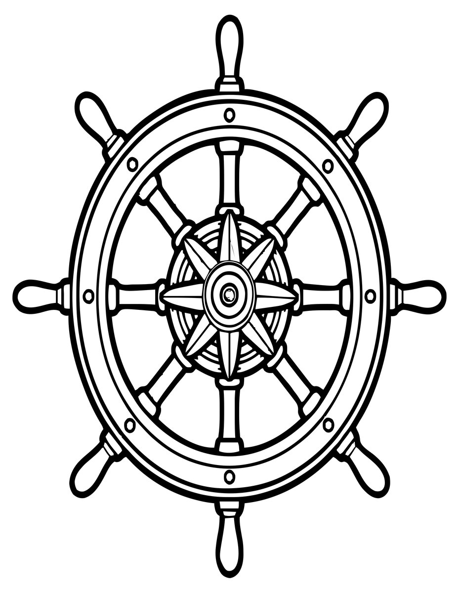 Ship Wheel - free printable coloring page