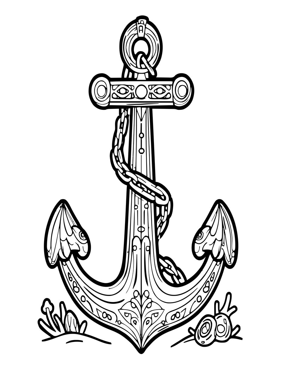Anchor & Chain - free printable coloring page