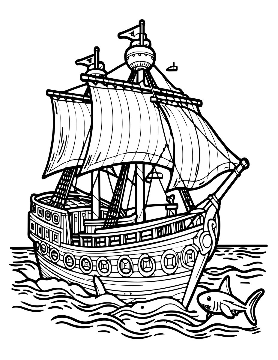 Walking the Plank - free printable coloring page