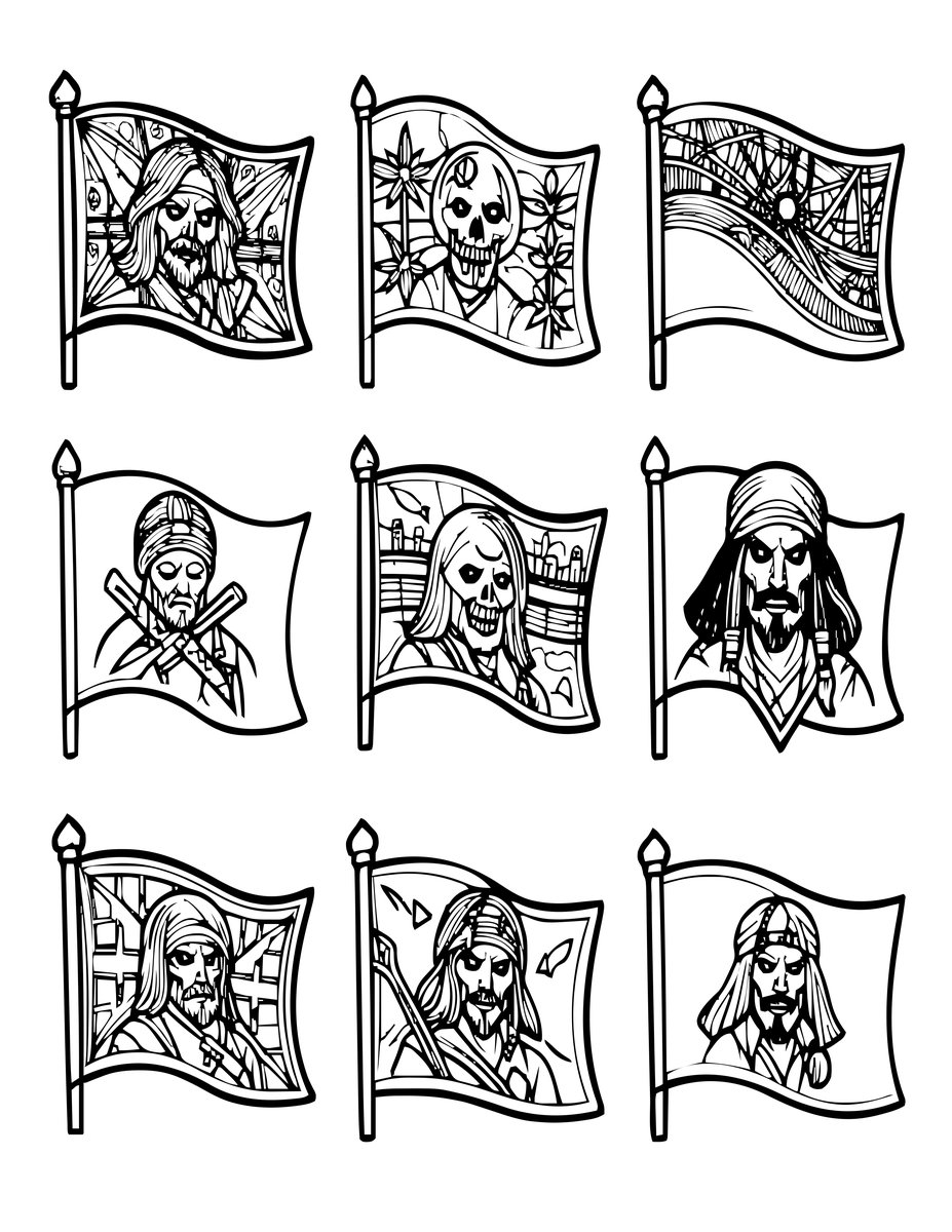 Pirate Flag Collection - free printable coloring page