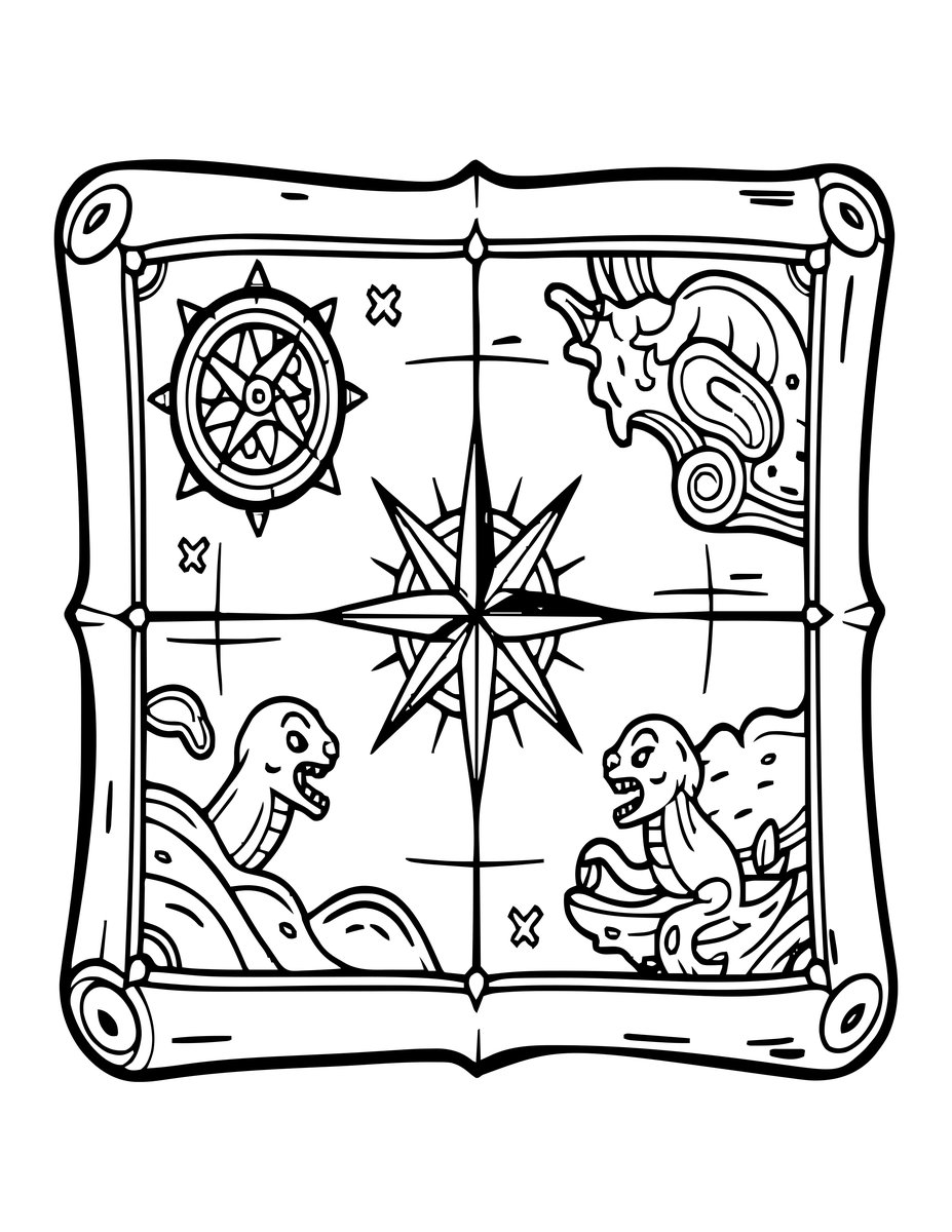 Treasure Map - free printable coloring page