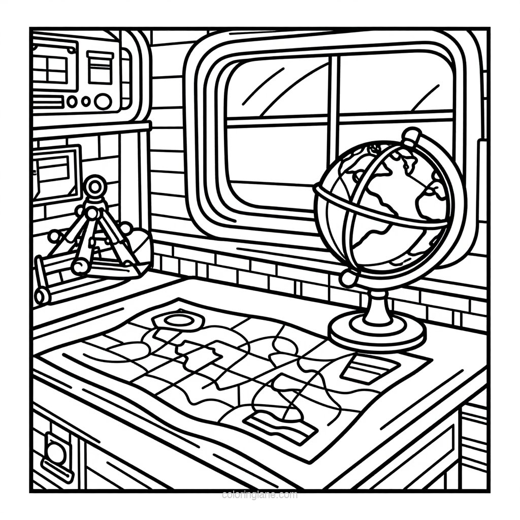 Captain's Cabin - free printable coloring page