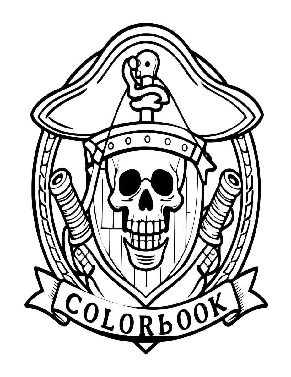 Pirate Coat of Arms - free printable coloring page