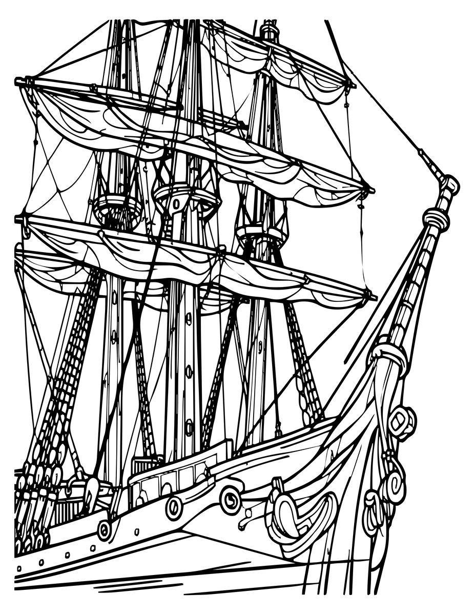 Ship Rigging - free printable coloring page