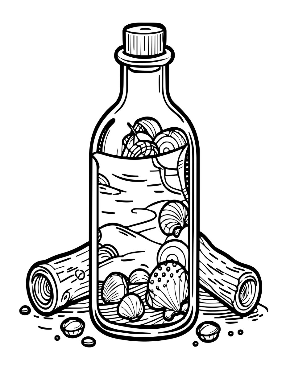 Message in a Bottle - free printable coloring page