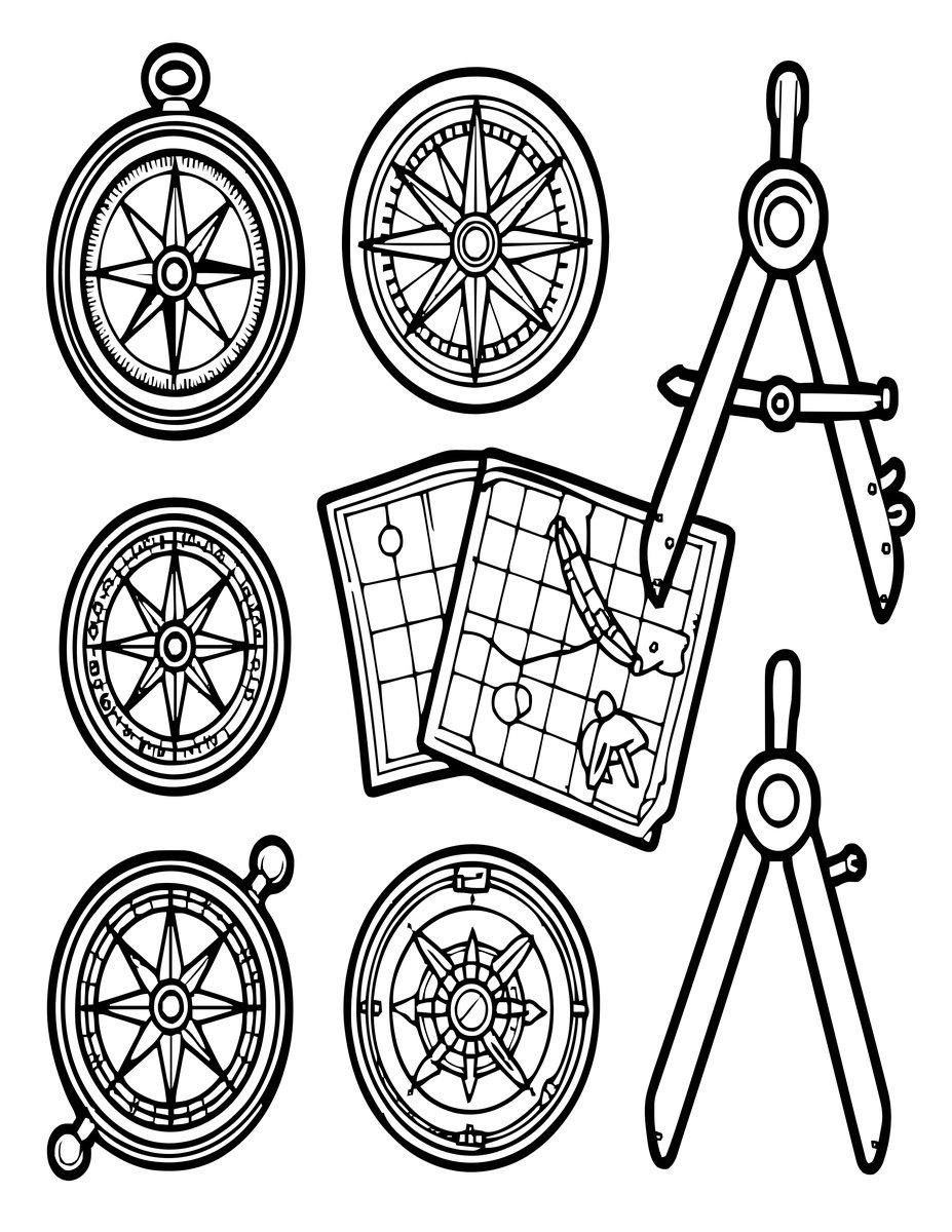 Pirate's Tools - free printable coloring page