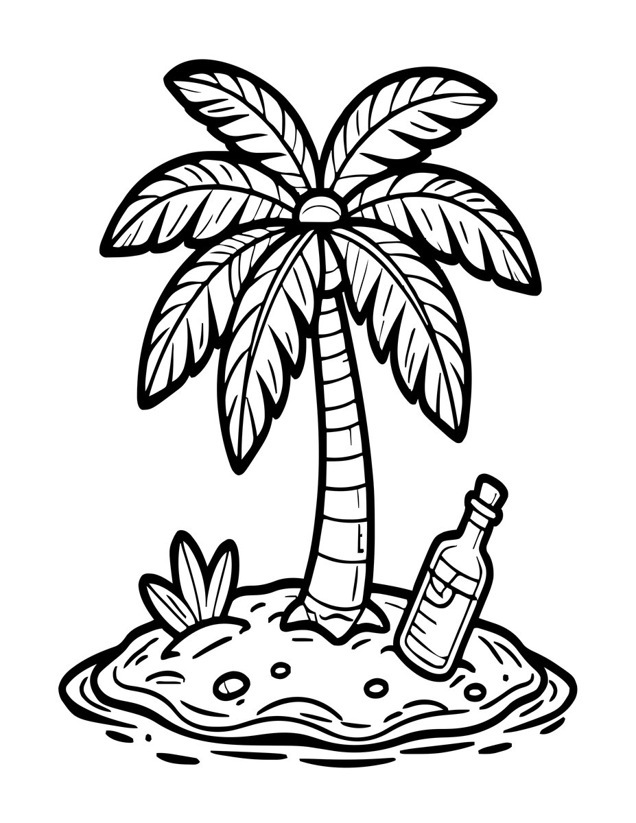 Desert Island - free printable coloring page