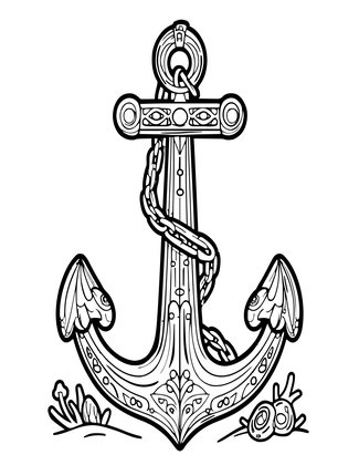 Anchor & Chain - Free printable coloring page
