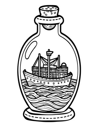 Ship in a Bottle - Free printable coloring page