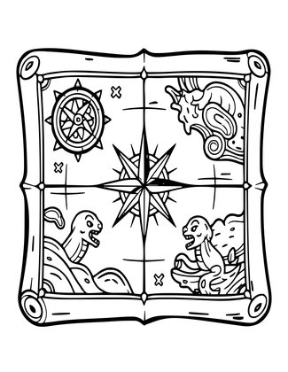 Treasure Map - Free printable coloring page