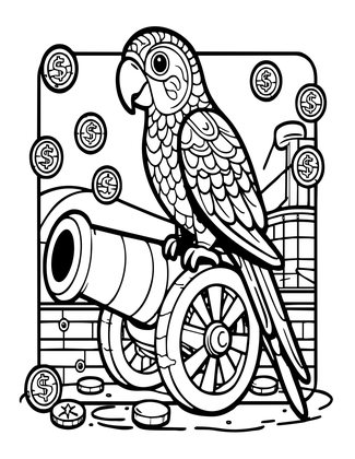Pirate Parrot - Free printable coloring page